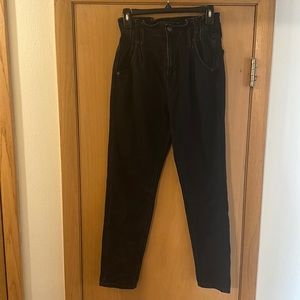 American Eagle Outfitters Mom Jeans Paperbag Pleated Waist High Rise Black 0